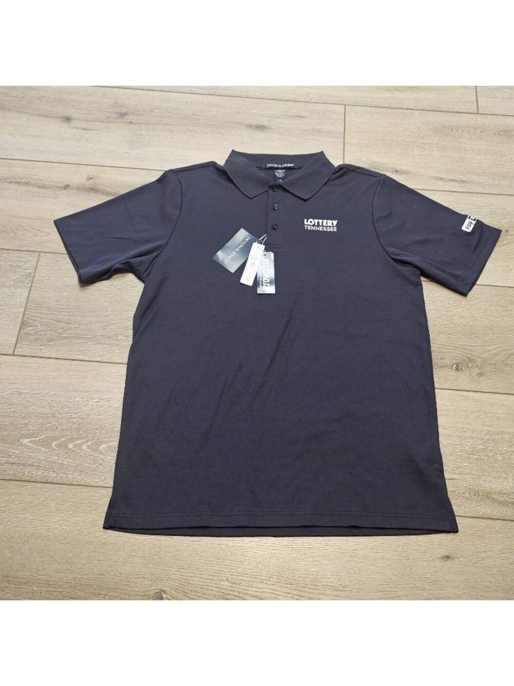 Devon & Jones CrownLux Performance Polo Shirt Mens L Blue Tennessee Lottery NWT